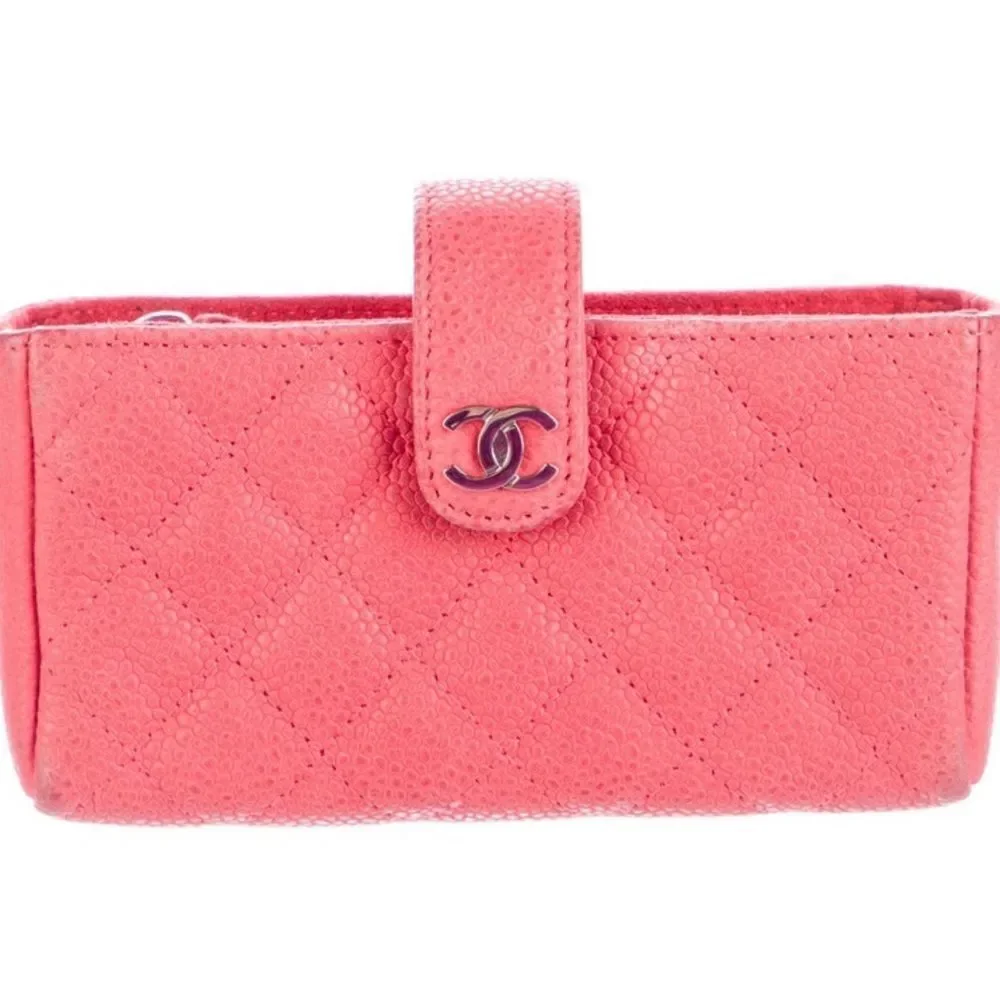 CHANEL Coral Quilted Leather French purse